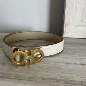 Salvatore ferragamo cream belt